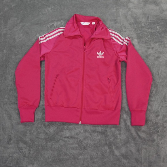 Y2K Adidas Originals Firebird Track Jacket Pink Trefoil Logo 2010 Womens M - Picture 1 of 15